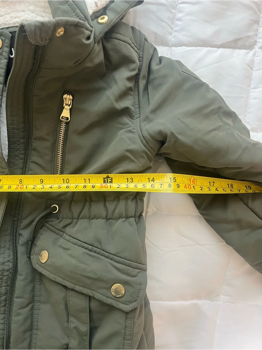 Justice Girls' Olive Green Hooded Puffer Jacket-XS